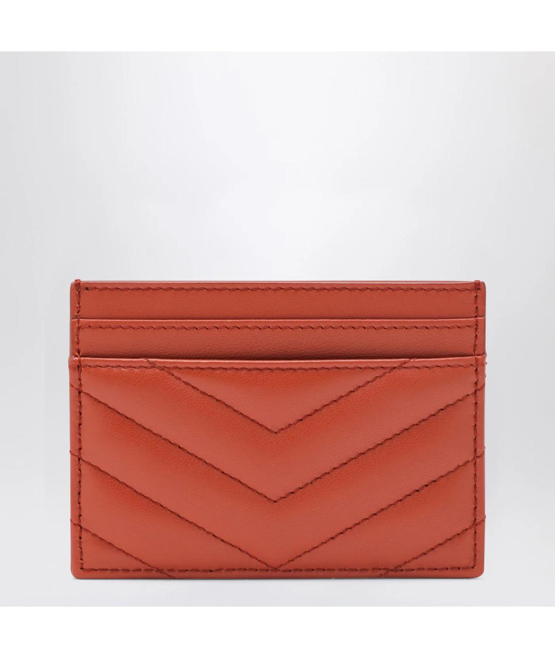 SAINT LAURENT Оранжевый кожаный кардхолдер, фото 2
