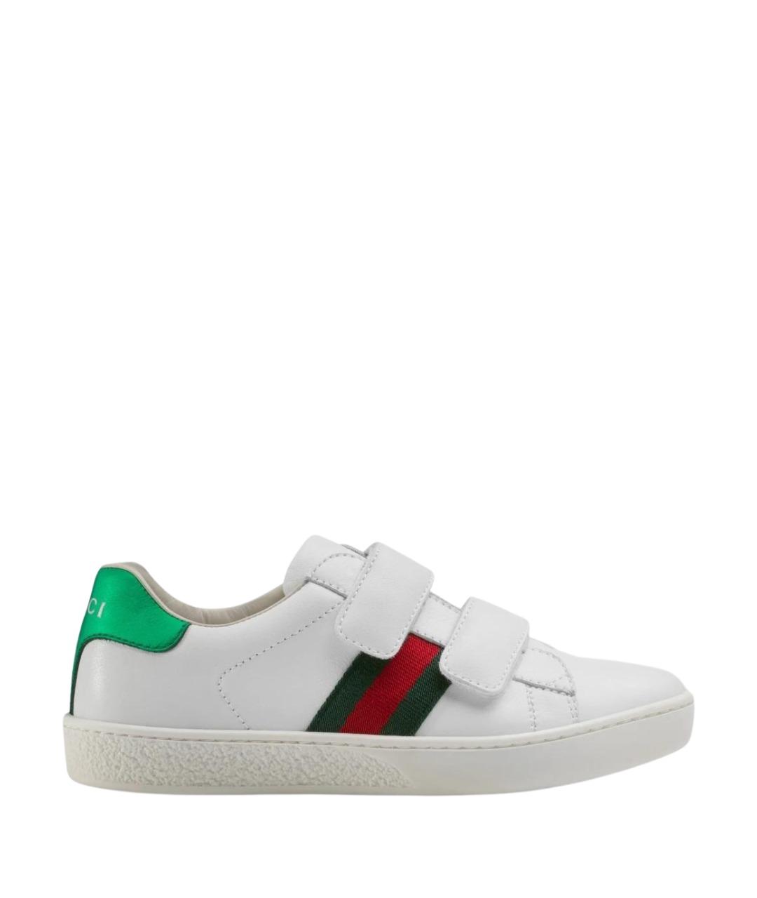 GUCCI Белые кожаные кеды, фото 1