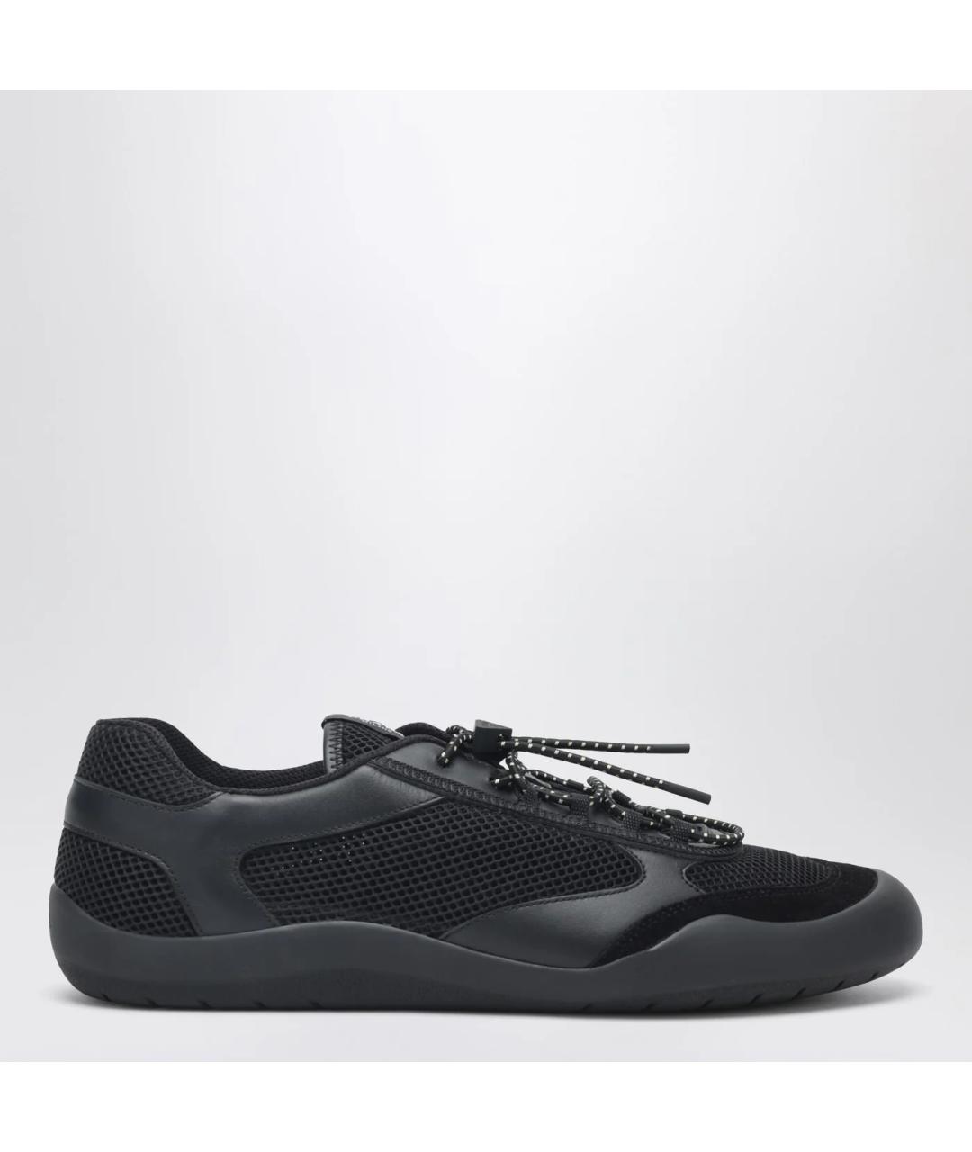 PRADA Черные текстильные низкие кроссовки / кеды, фото 3