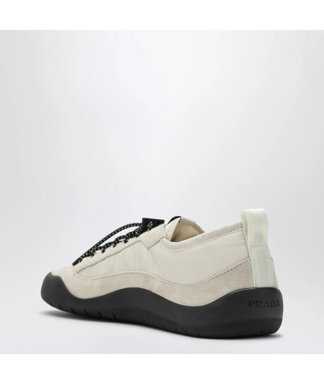 PRADA Белые текстильные низкие кроссовки / кеды, фото 2
