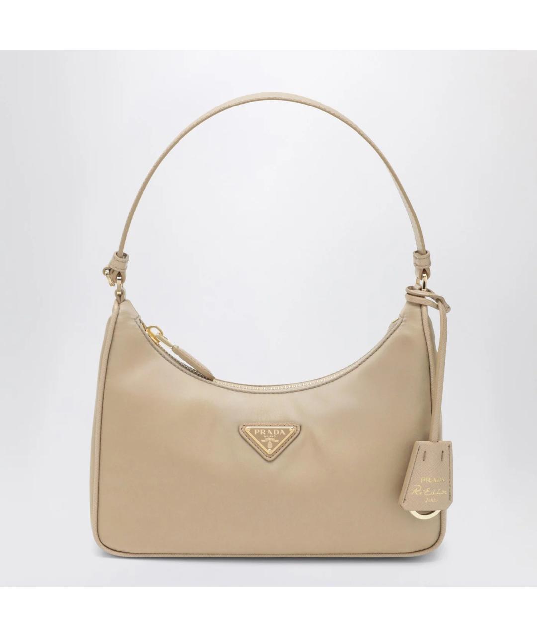 PRADA Бежевая тканевая сумка с короткими ручками, фото 3