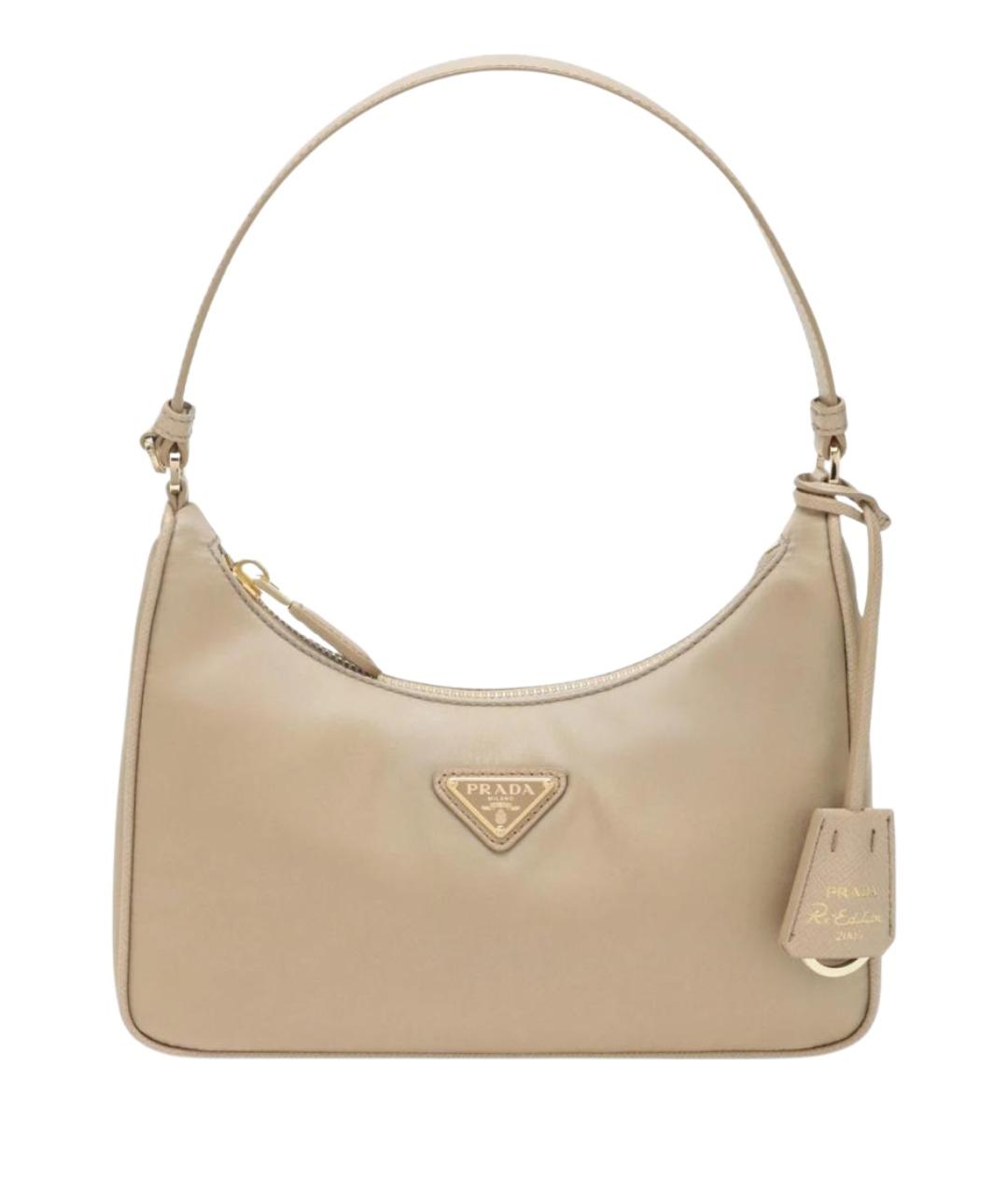 PRADA Бежевая тканевая сумка с короткими ручками, фото 1