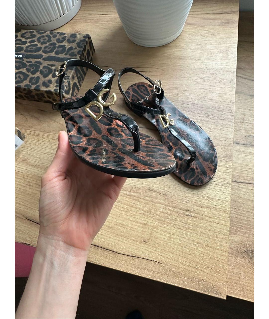 DOLCE&GABBANA Коричневые кожаные сандалии, фото 5