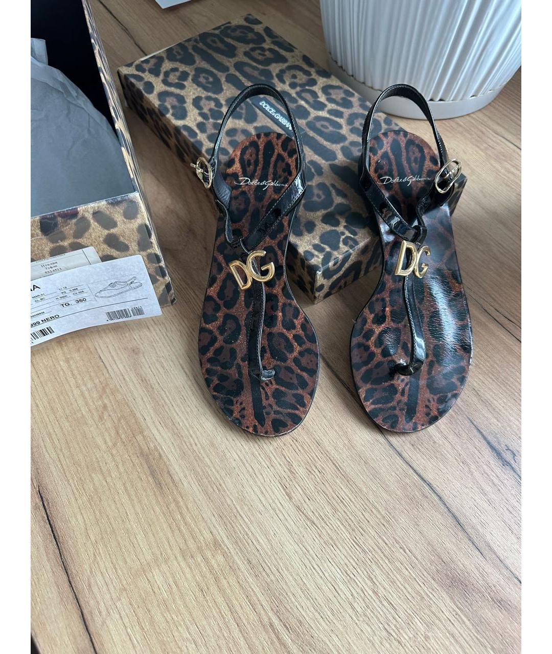 DOLCE&GABBANA Коричневые кожаные сандалии, фото 6