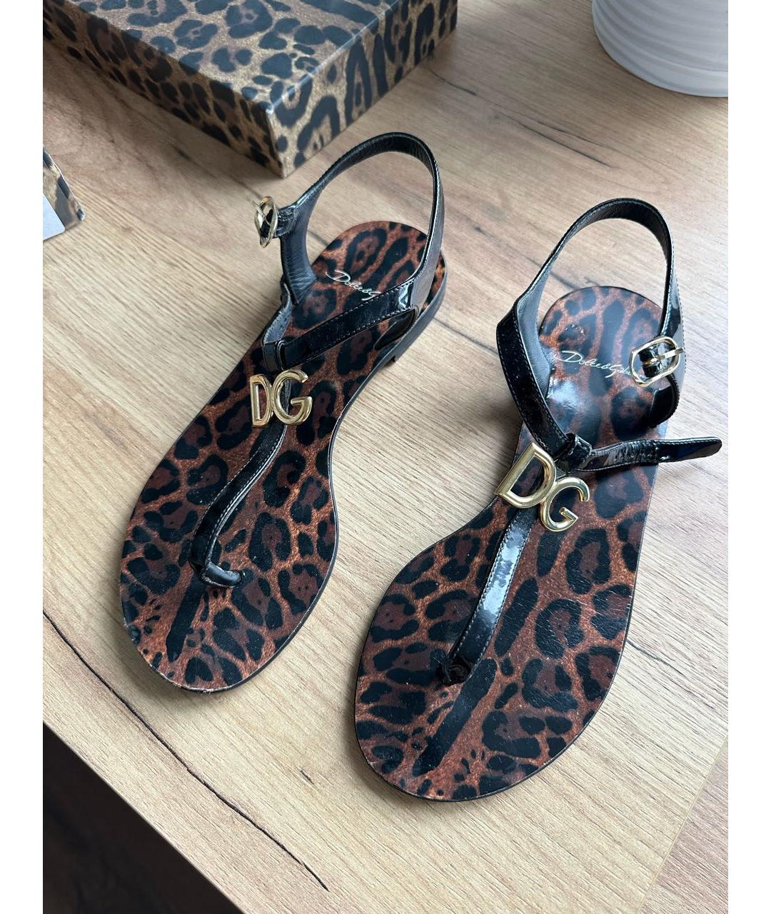 DOLCE&GABBANA Коричневые кожаные сандалии, фото 2