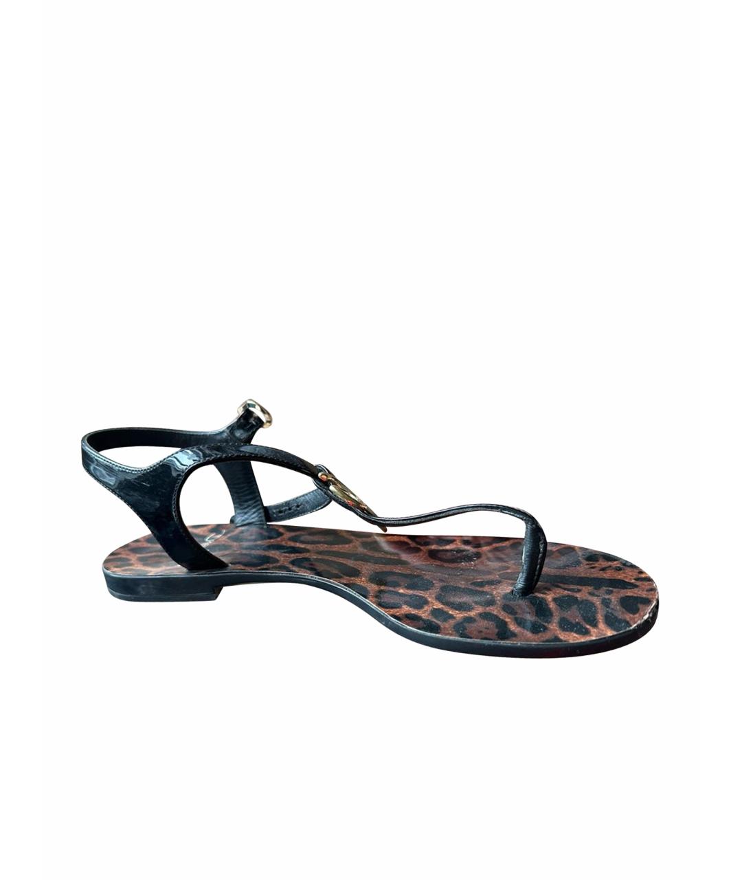 DOLCE&GABBANA Коричневые кожаные сандалии, фото 1