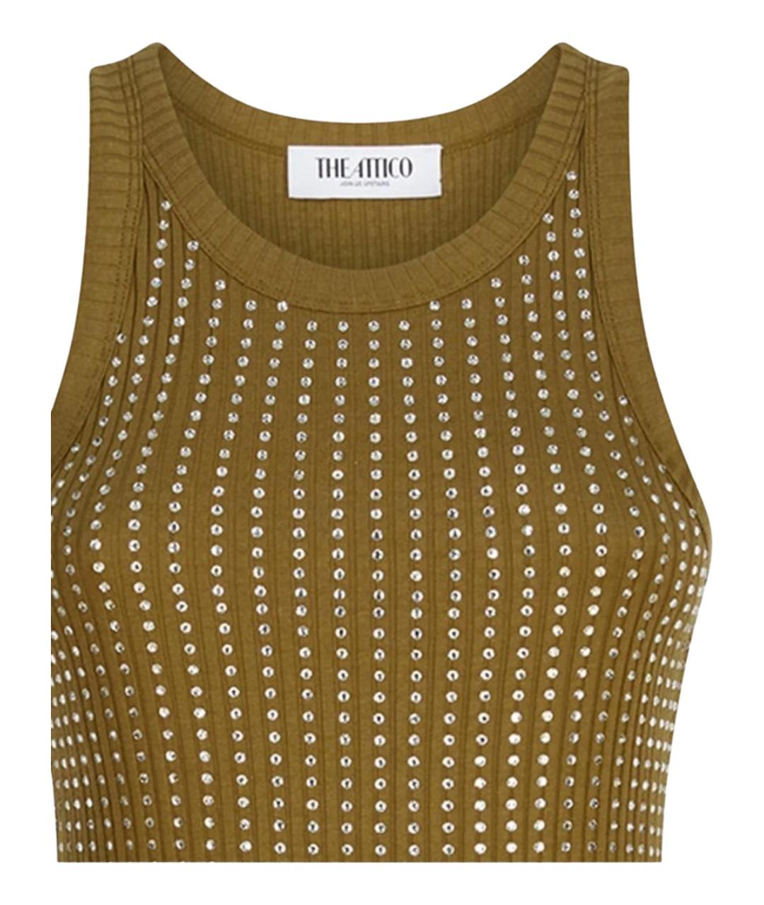 THE ATTICO Зеленые хлопковое коктейльное платье, фото 2