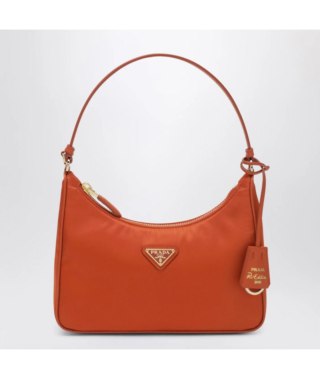 PRADA Оранжевая тканевая сумка с короткими ручками, фото 3