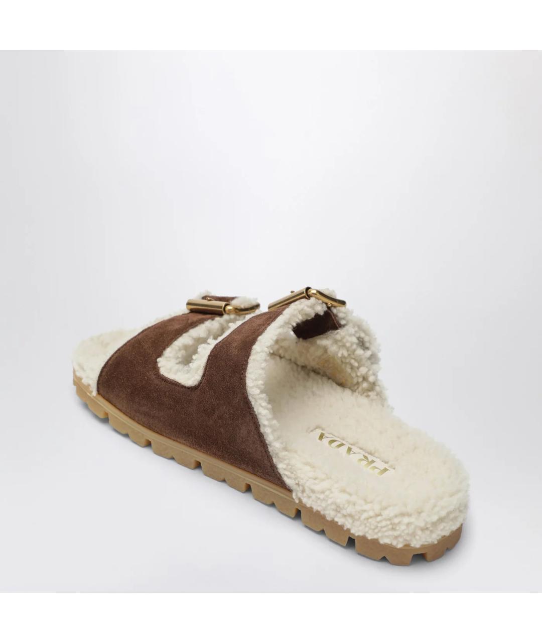 PRADA Коричневые замшевые шлепанцы, фото 2