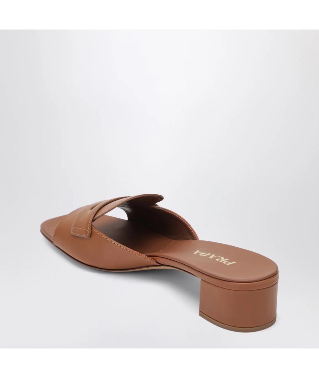 PRADA Коричневые кожаные сандалии, фото 2