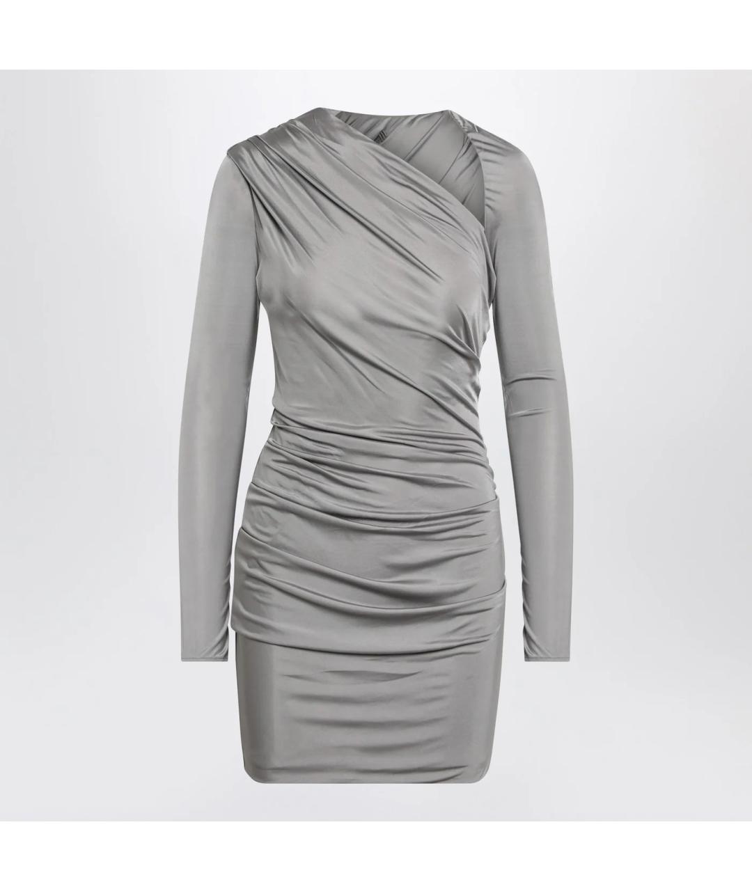 THE ATTICO Серое вискозное коктейльное платье, фото 3