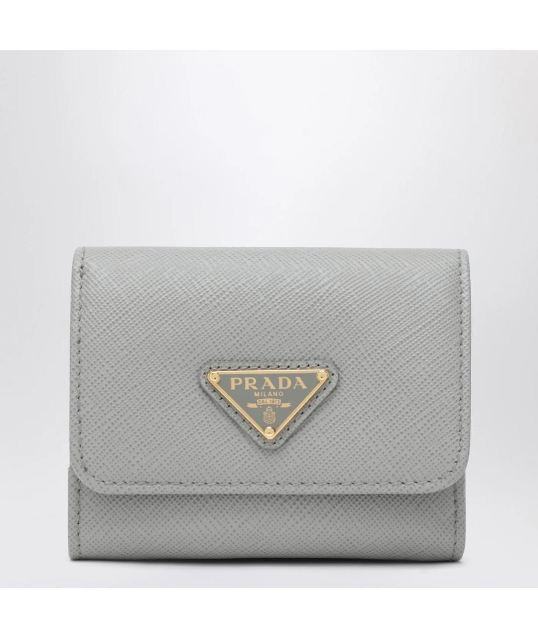 PRADA Серый кожаный кошелек, фото 3