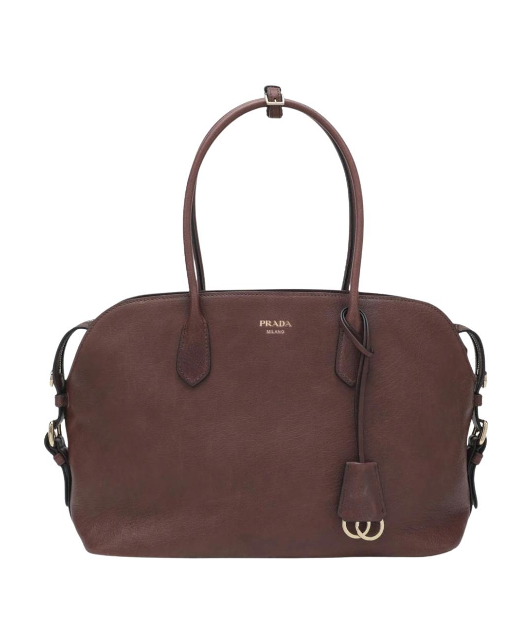 PRADA Коричневая кожаная сумка тоут, фото 1