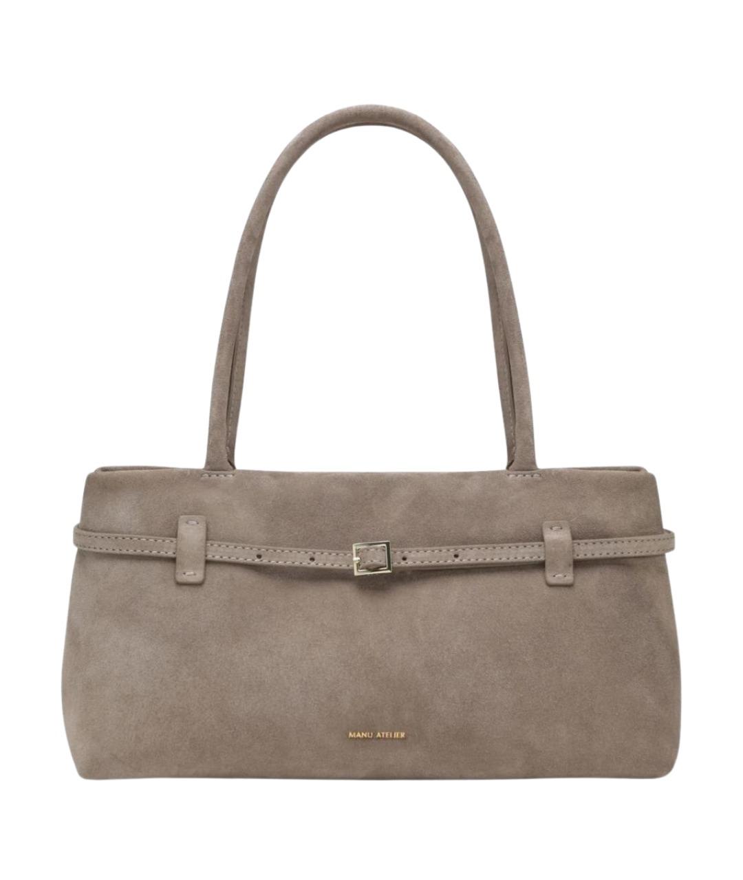 MANU ATELIER Бежевая замшевая сумка через плечо, фото 1