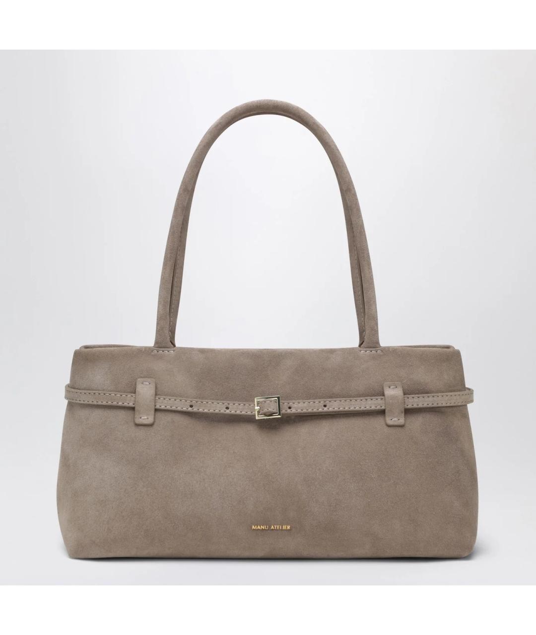 MANU ATELIER Бежевая замшевая сумка через плечо, фото 3