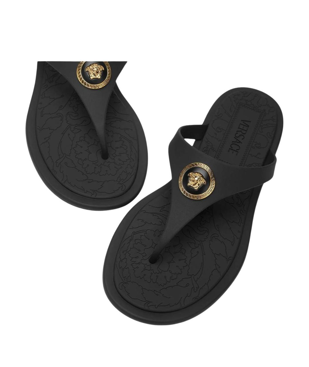 VERSACE Черные резиновые сандалии, фото 2