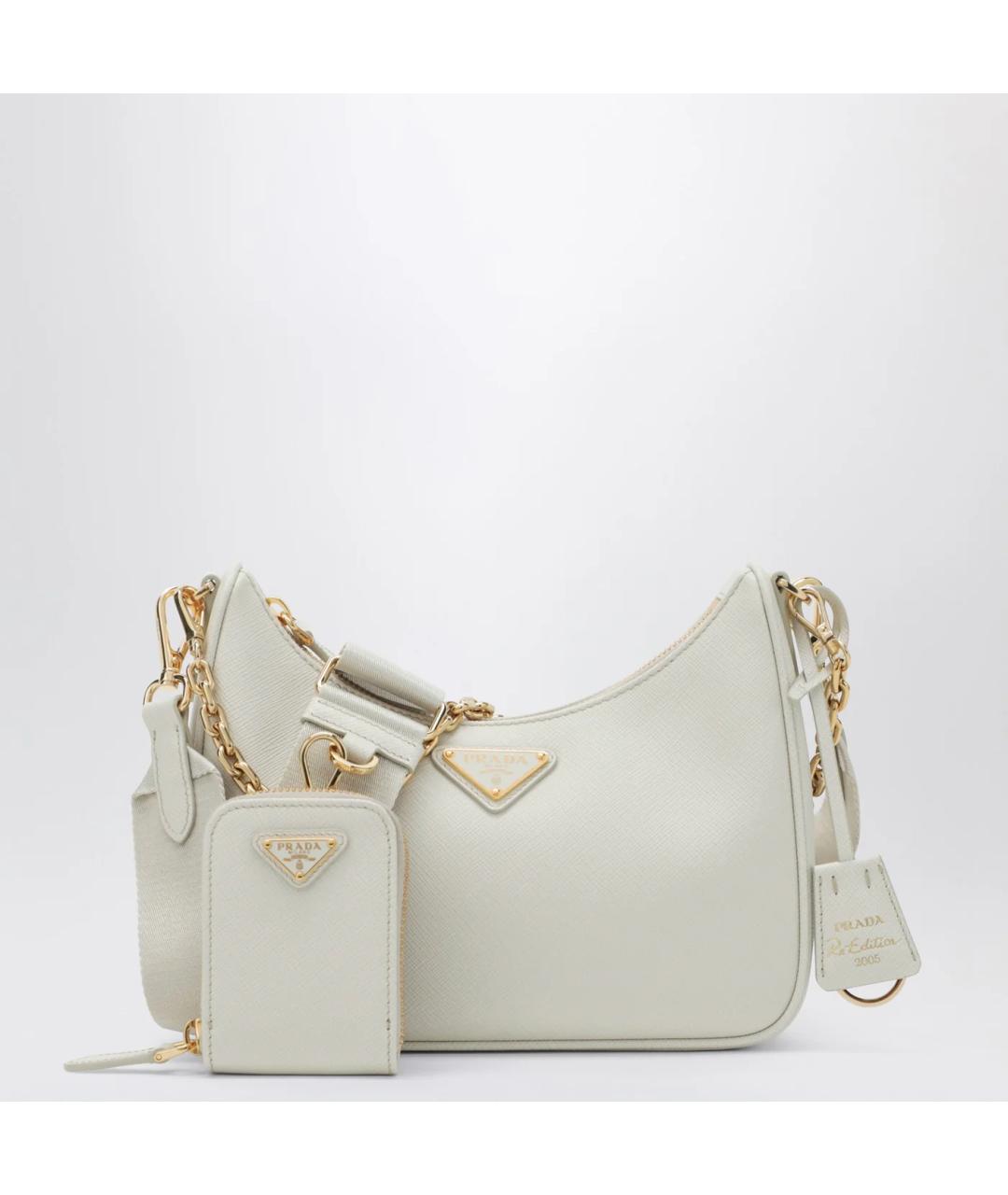 PRADA Белая кожаная сумка через плечо, фото 3