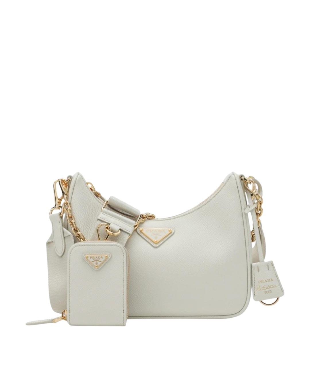 PRADA Белая кожаная сумка через плечо, фото 1