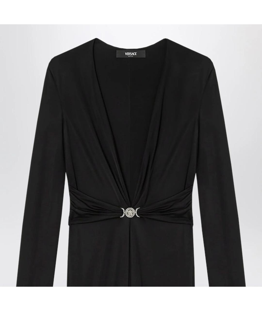 VERSACE Черное вискозное коктейльное платье, фото 2