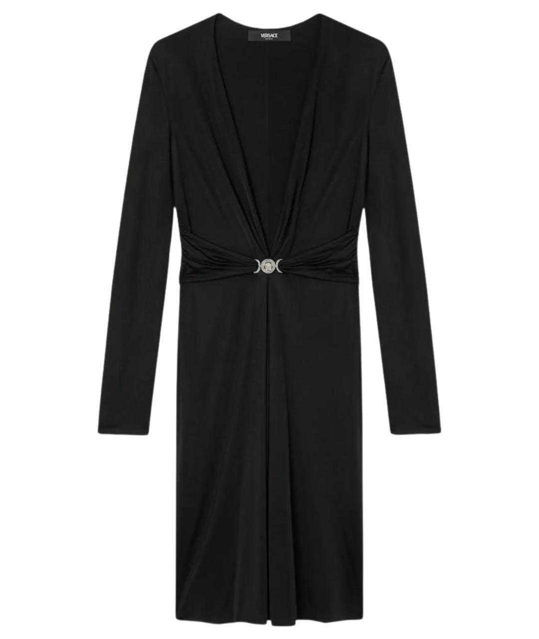 VERSACE Черное вискозное коктейльное платье, фото 1
