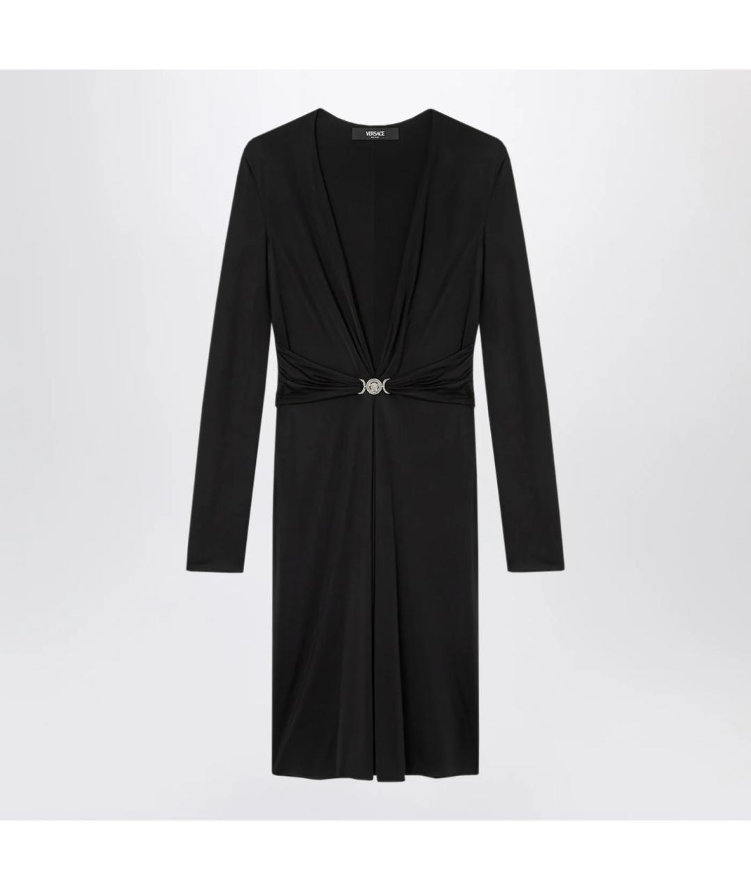 VERSACE Черное вискозное коктейльное платье, фото 3