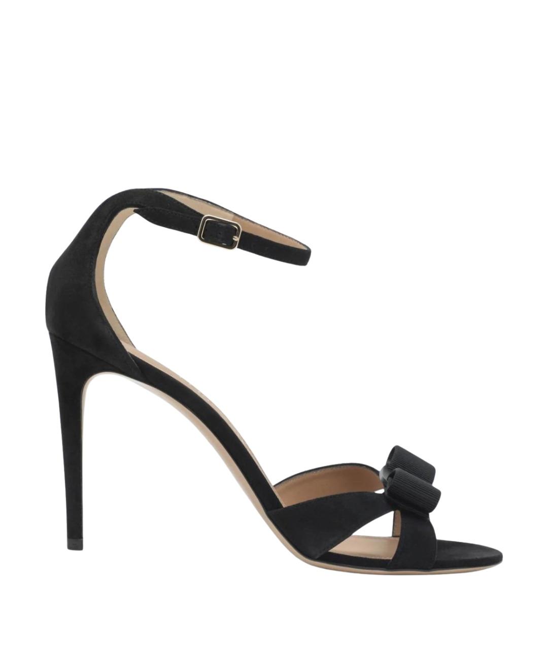 FERRAGAMO Черные замшевые босоножки, фото 1