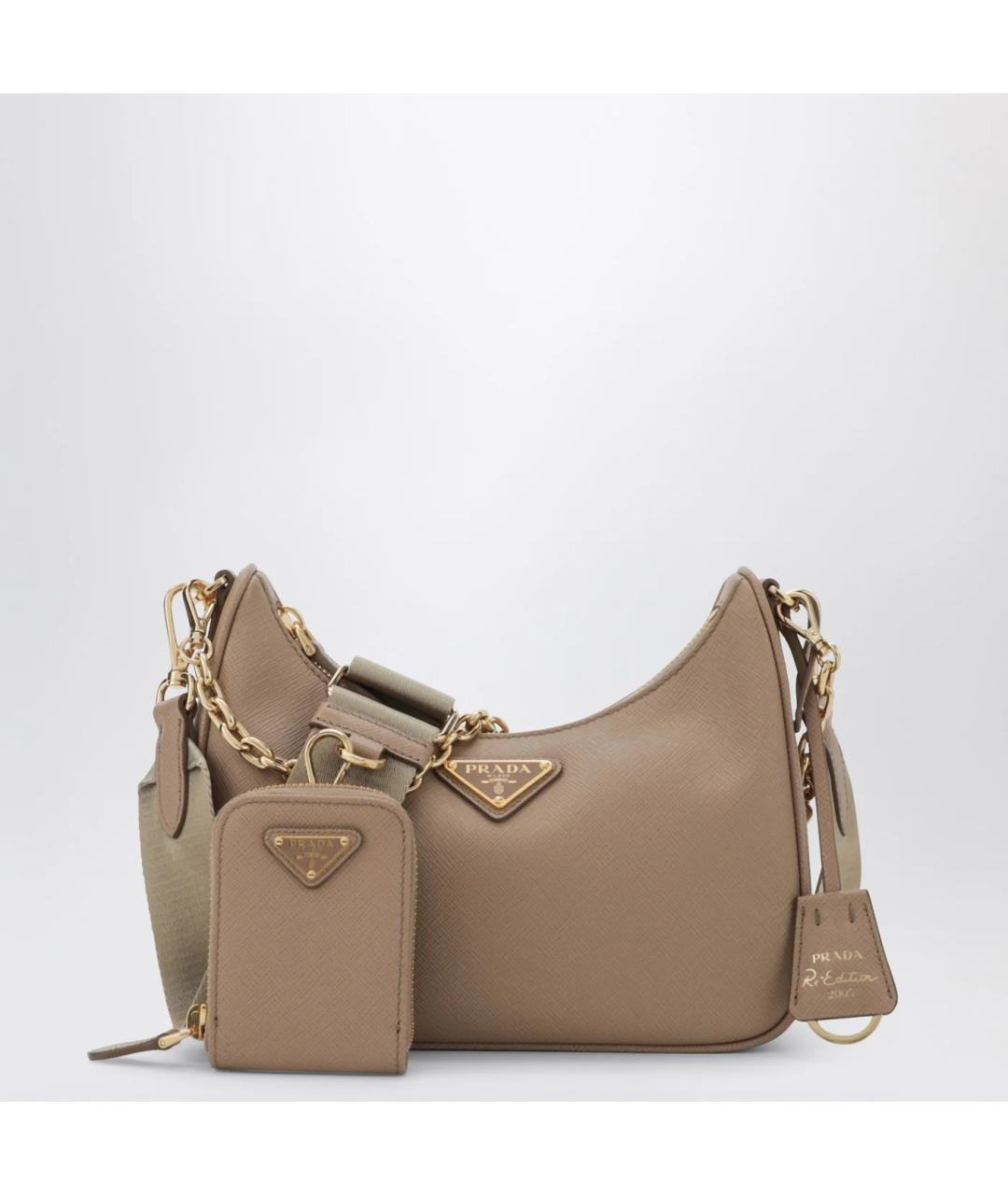 PRADA Бежевая кожаная сумка через плечо, фото 3