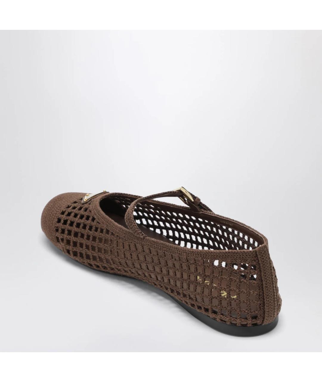 PRADA Коричневые текстильные балетки, фото 2