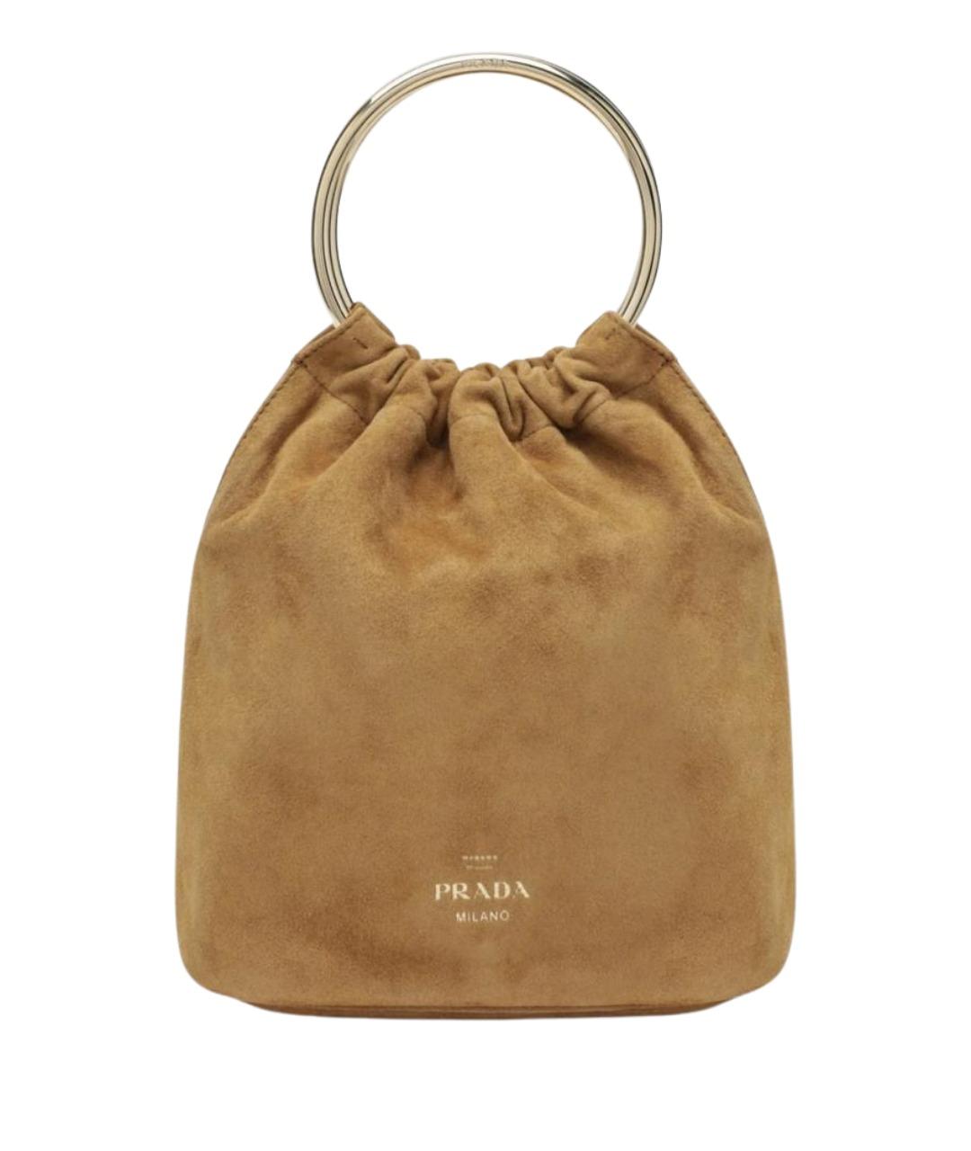 PRADA Коричневая замшевая сумка с короткими ручками, фото 1