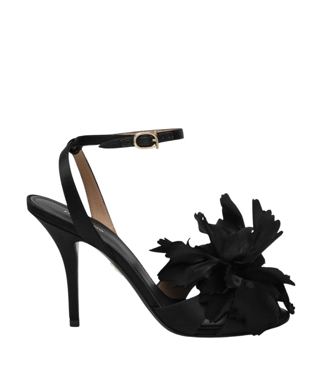 FERRAGAMO Черные текстильные босоножки, фото 1