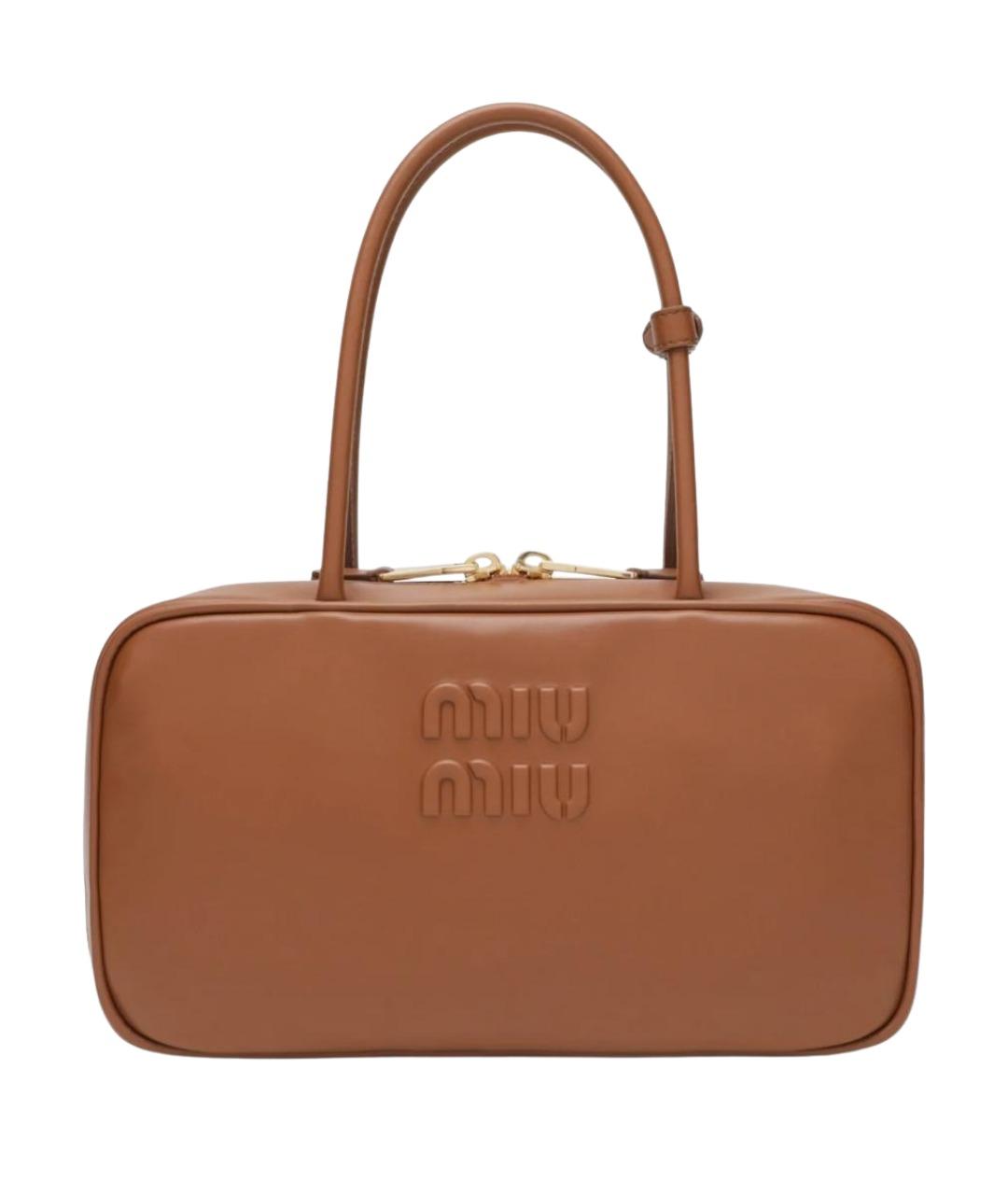 MIU MIU Коричневая кожаная сумка через плечо, фото 1