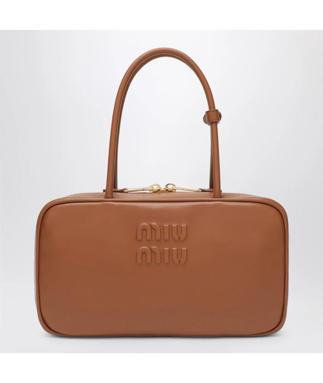 MIU MIU Коричневая кожаная сумка через плечо, фото 3