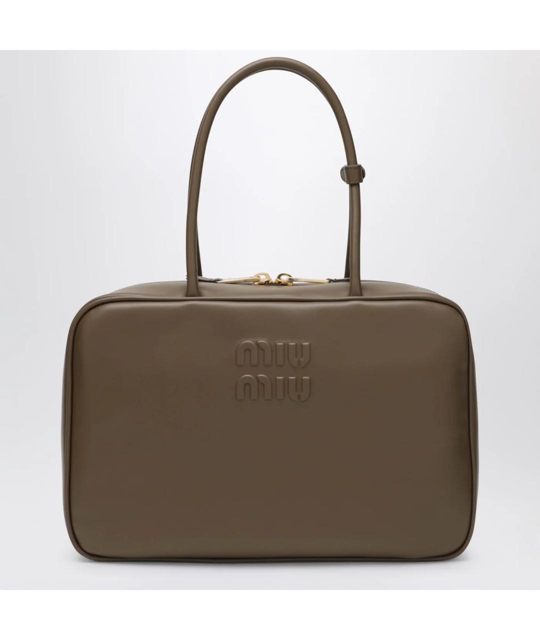 MIU MIU Зеленая кожаная сумка тоут, фото 3