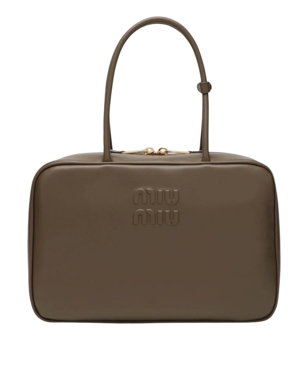 MIU MIU Зеленая кожаная сумка тоут, фото 1