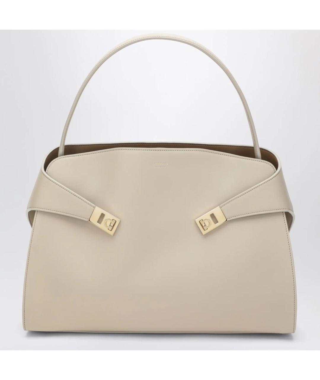 FERRAGAMO Бежевая кожаная сумка тоут, фото 3