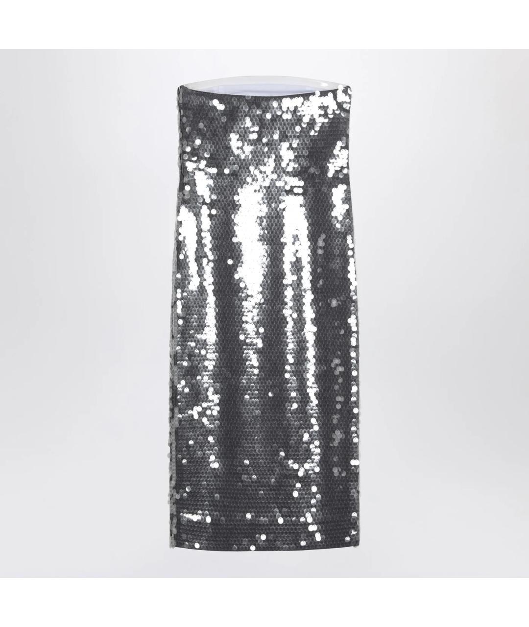 SPORTMAX Серебряное хлопковое коктейльное платье, фото 2