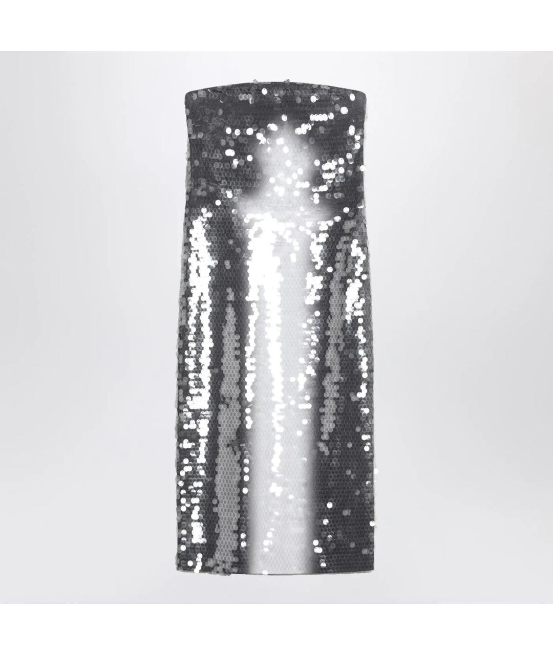 SPORTMAX Серебряное хлопковое коктейльное платье, фото 3