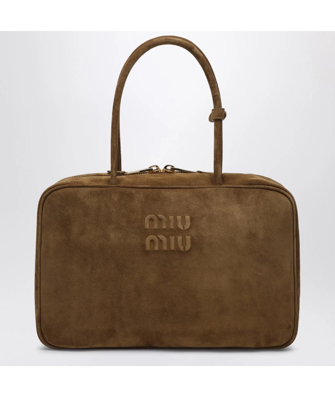 MIU MIU Зеленая замшевая сумка тоут, фото 3