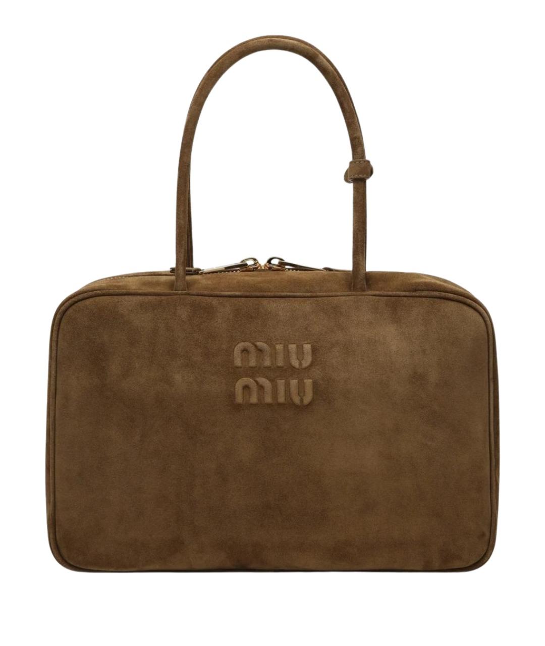 MIU MIU Зеленая замшевая сумка тоут, фото 1