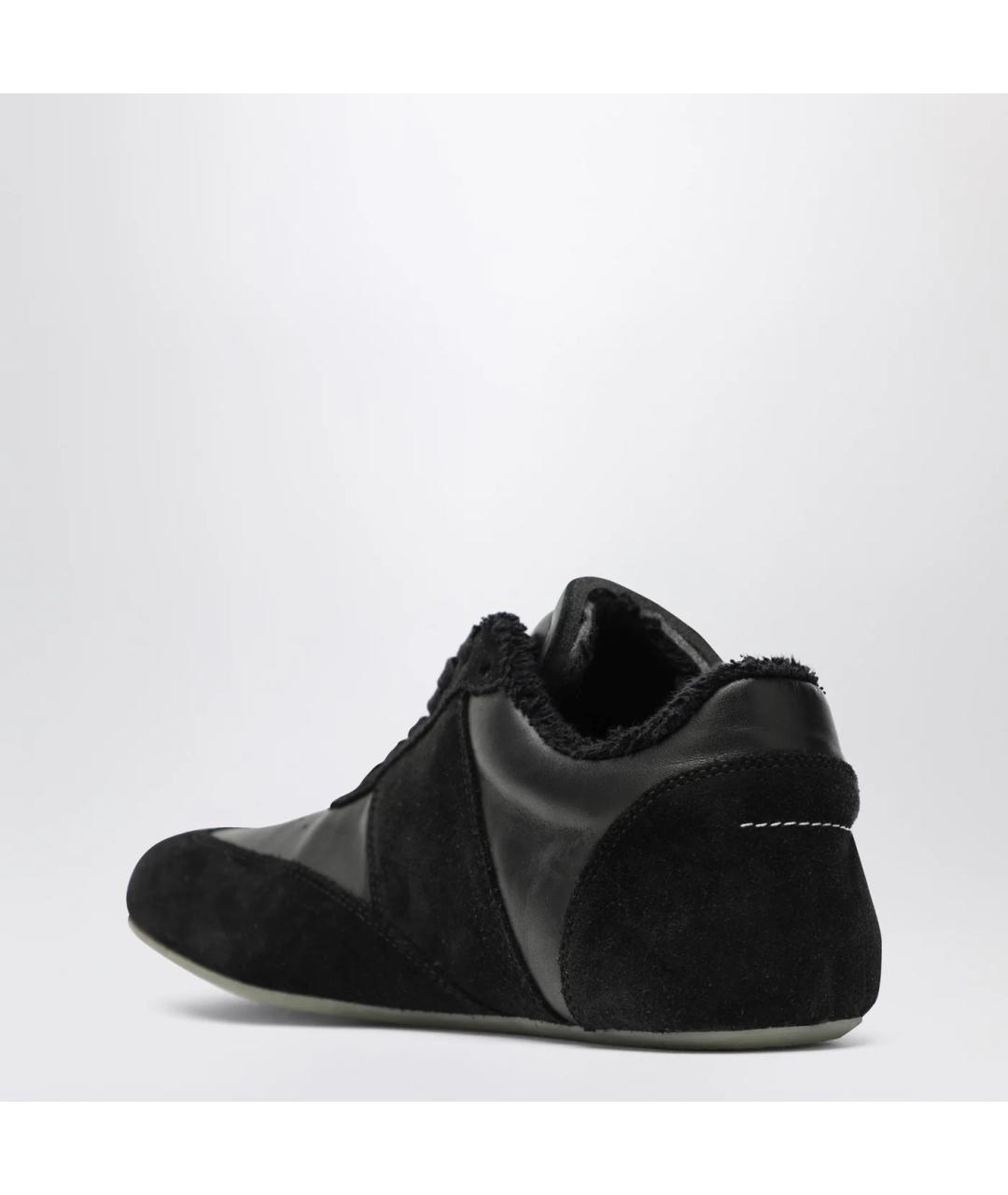 MM6 MAISON MARGIELA Черные кожаные низкие кроссовки / кеды, фото 2