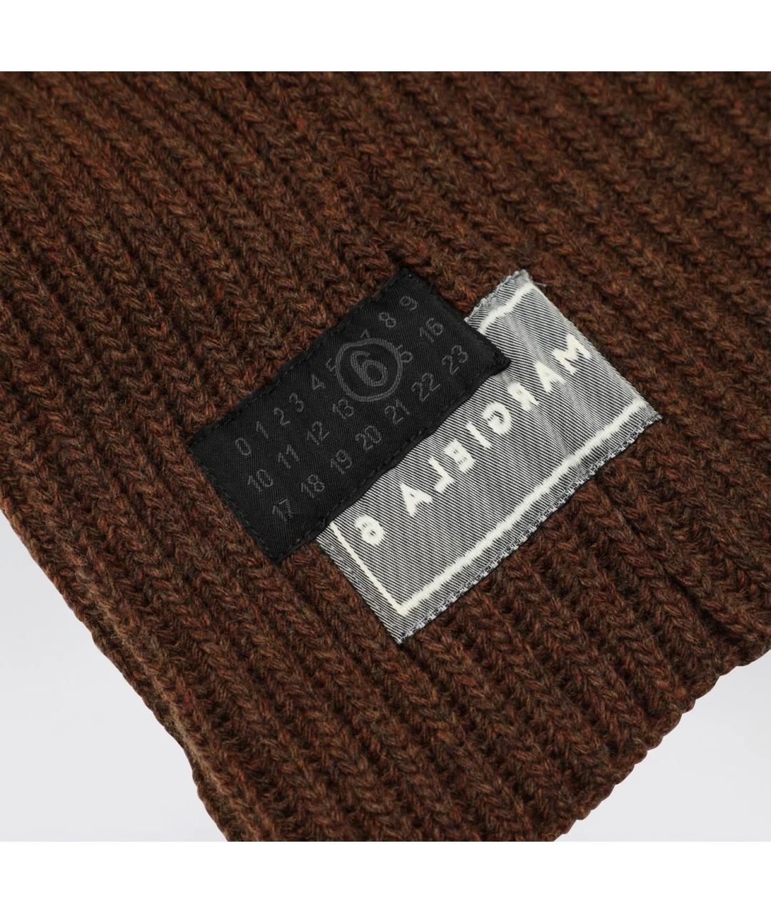 MM6 MAISON MARGIELA Коричневая шерстяная шапка, фото 2