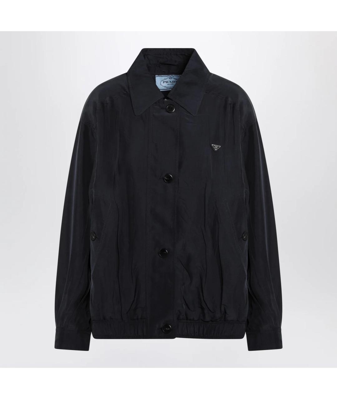 PRADA Темно-синяя шелковая куртка, фото 3