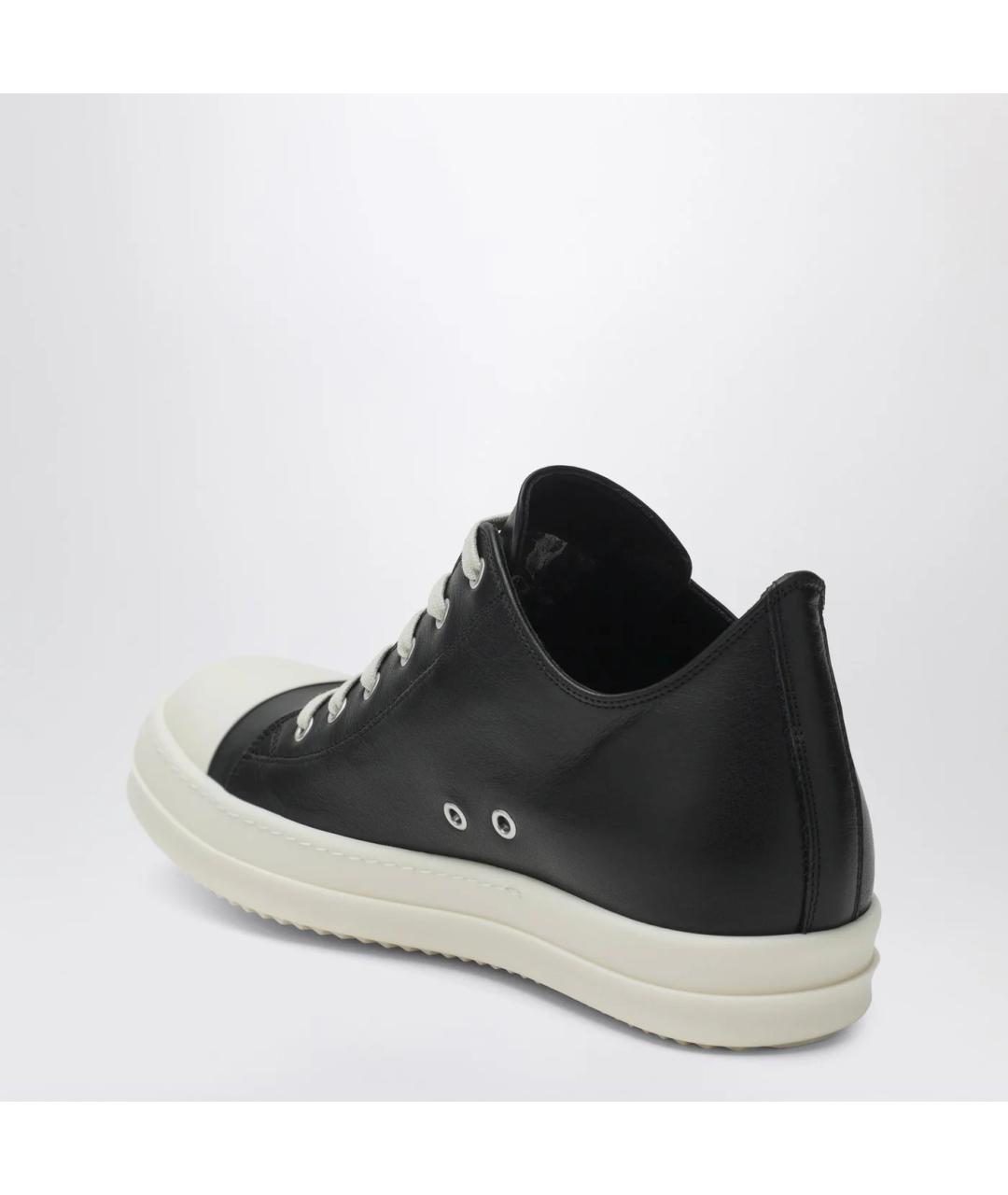 RICK OWENS Черные кожаные низкие кроссовки / кеды, фото 2