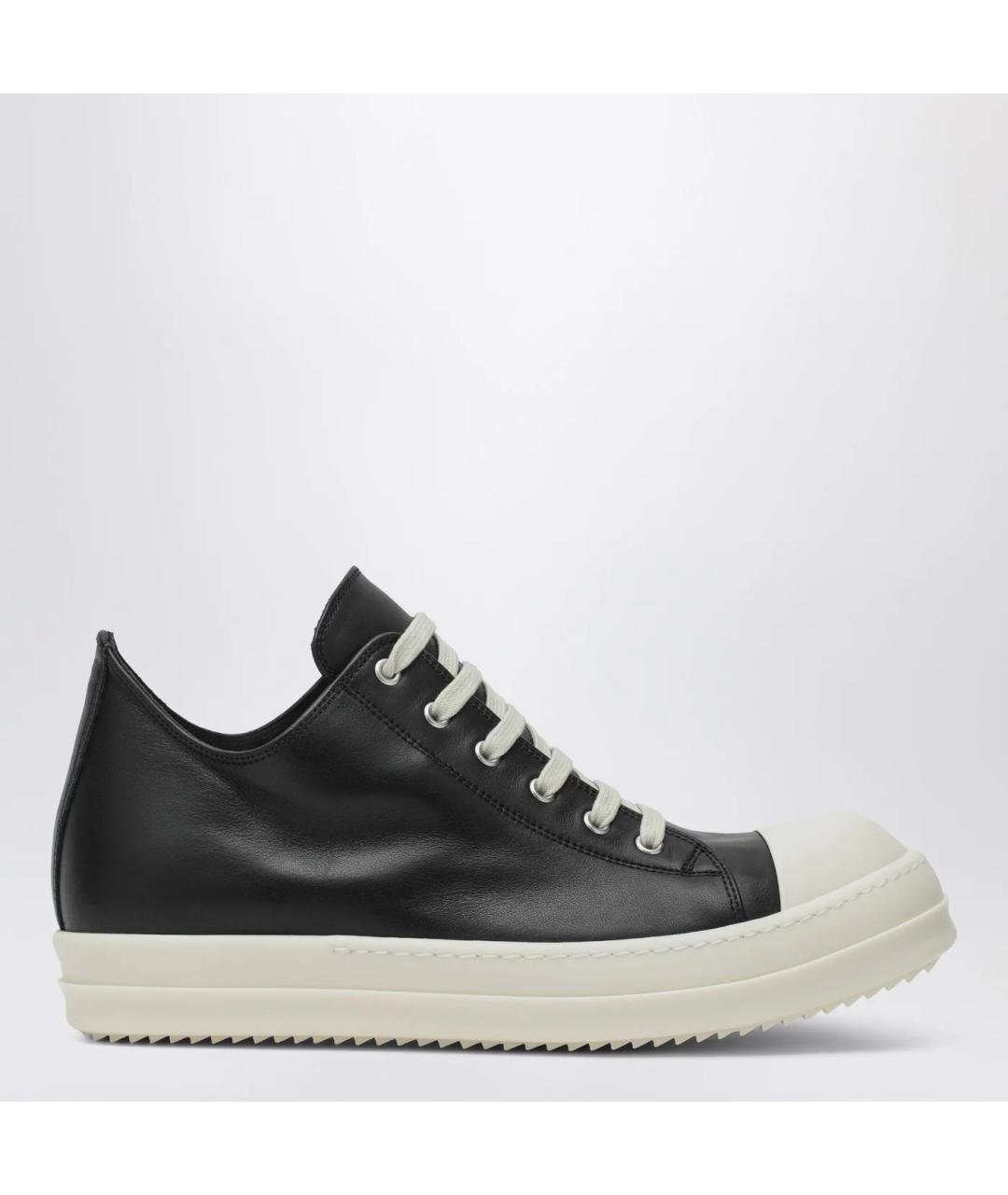 RICK OWENS Черные кожаные низкие кроссовки / кеды, фото 3
