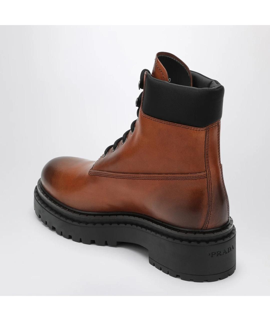 PRADA Коричневые кожаные ботинки, фото 2