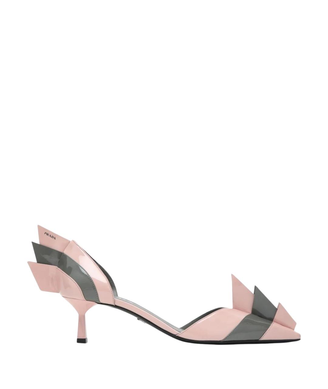 PRADA Розовые лодочки на низком каблуке из лакированной кожи, фото 1