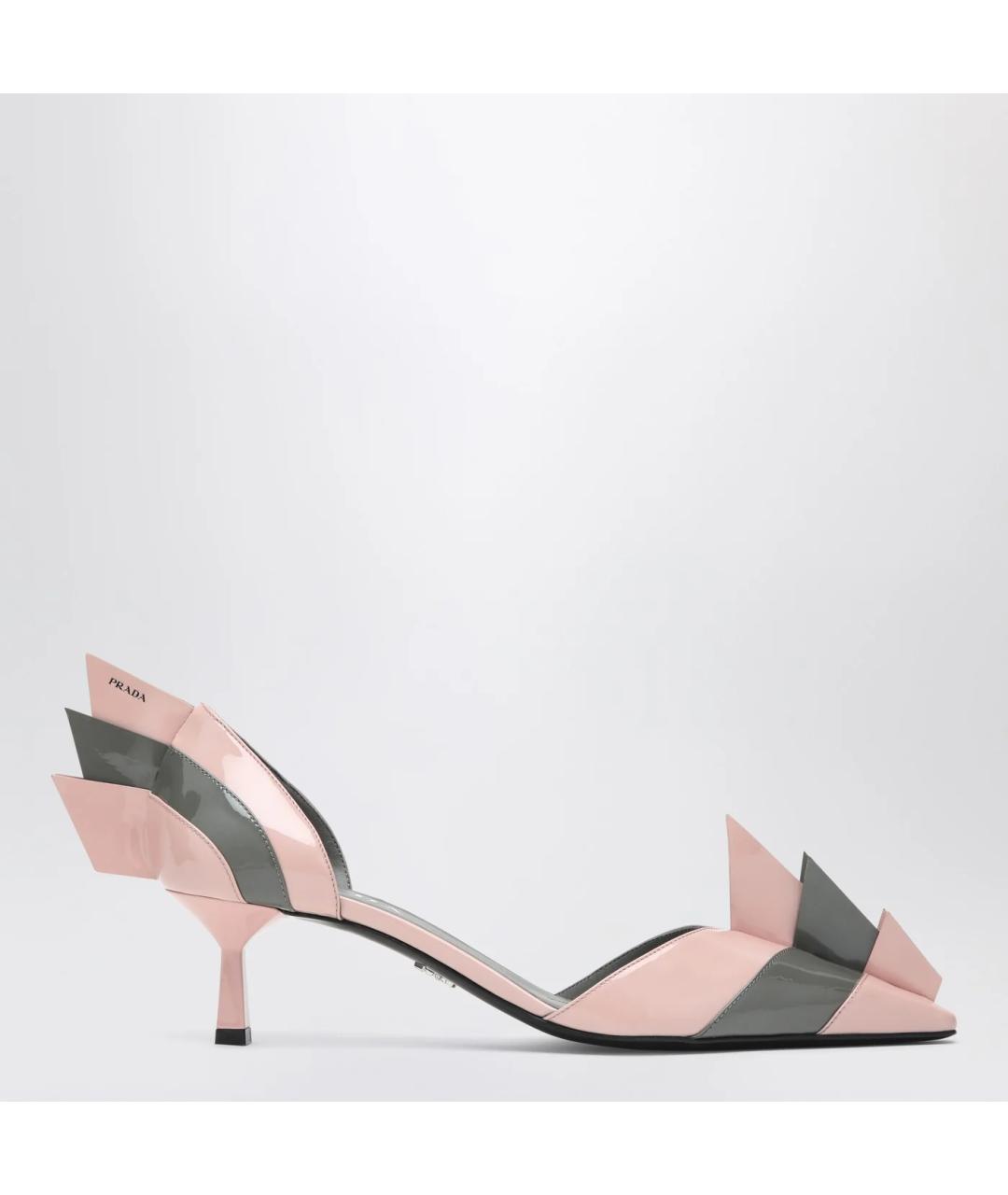 PRADA Розовые лодочки на низком каблуке из лакированной кожи, фото 3