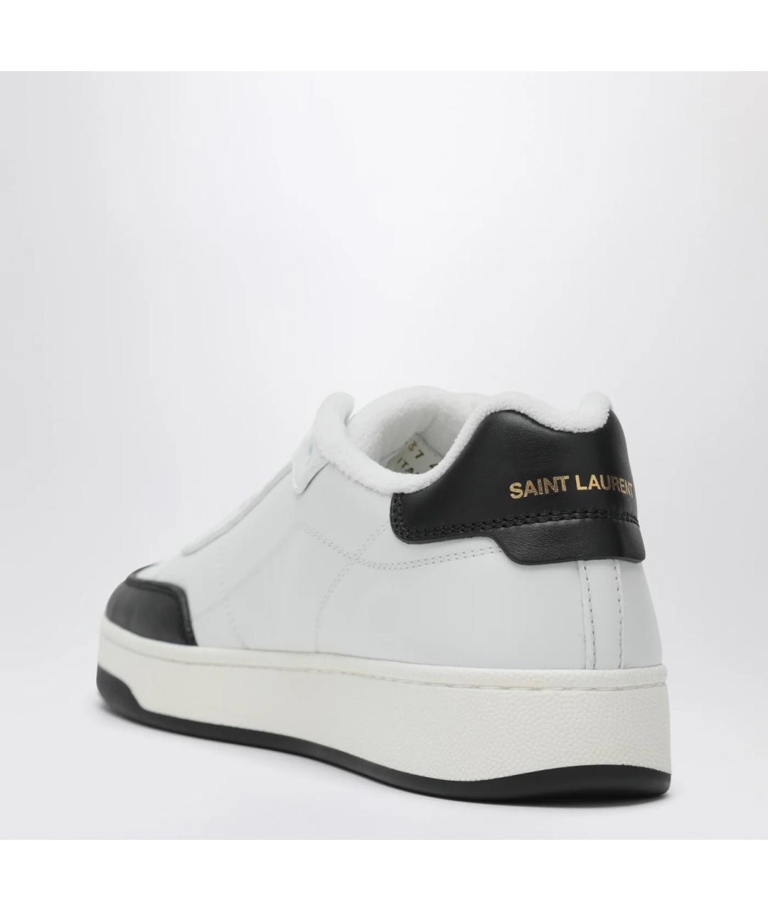 SAINT LAURENT Белые кожаные низкие кроссовки / кеды, фото 2