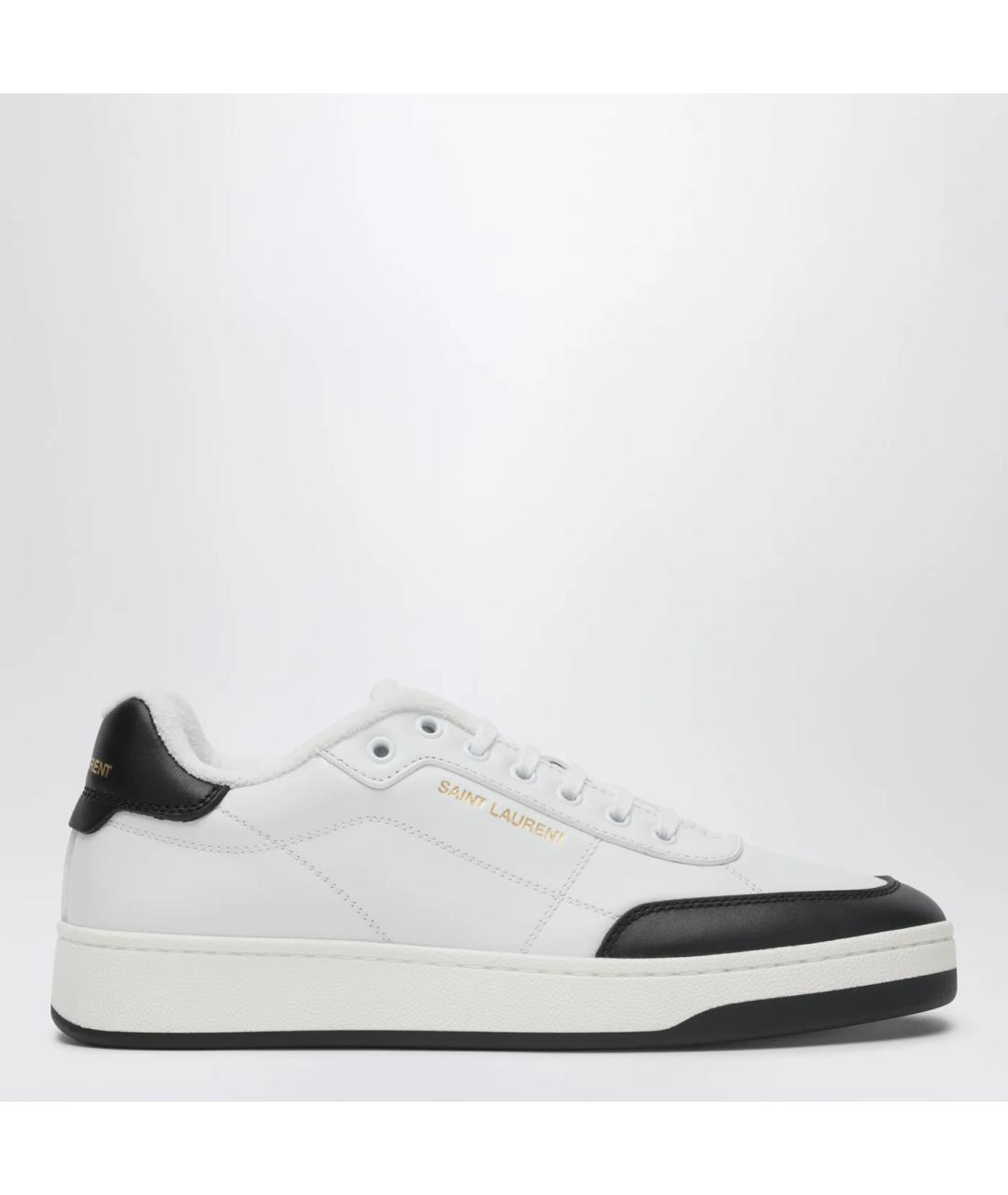SAINT LAURENT Белые кожаные низкие кроссовки / кеды, фото 3