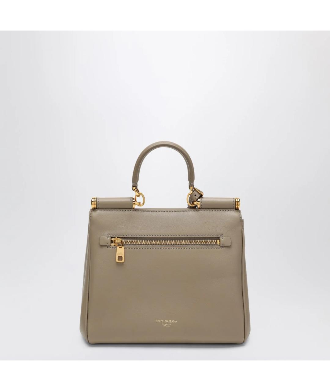 DOLCE&GABBANA Бежевая кожаная сумка тоут, фото 2
